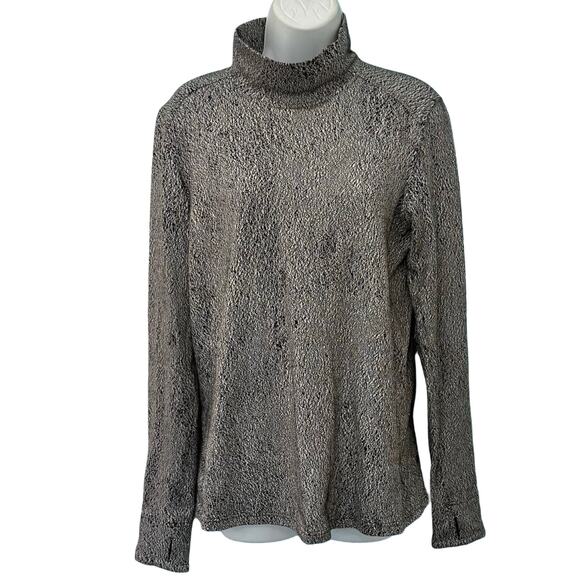 Lululemon Gray Black Speckled Mock Neck Long Sleeve Top Size 8 Thumb Holes - Picture 1 of 10